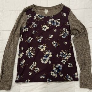 Kaileigh Floral Long Sleeve Top - Purple and Brown